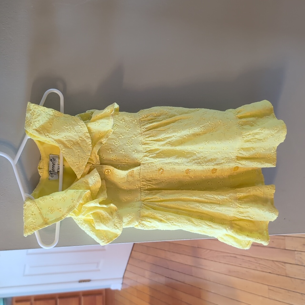Yellow eyelet spring/summer dress